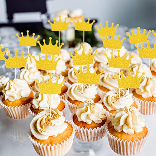 40 Topper per Cupcake con Corona d'Oro Decorazioni...