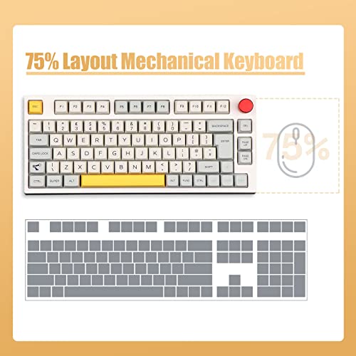 EPOMAKER Theory TH80 PRO ISO(UK) 75% Hot Swap RGB 2.4Ghz/Bluetooth 5.0/Kabelgebundene Mechanische Tastatur mit MDA PBT Tastenkappen, Knopfsteuerung für WIN/Mac/PS4/PS5/Xbox (Budgerigar Switch) – Bild 4