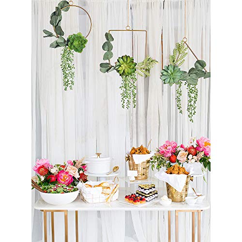 Pauwer Succulent Wedding Wreath Set Of 3 Artificial Succulent Plants With Eucalyptus Leaves Metal Floral Hoop Wreath Garland For Wedding Backdrop Nursery Wall Decoration #TOP6