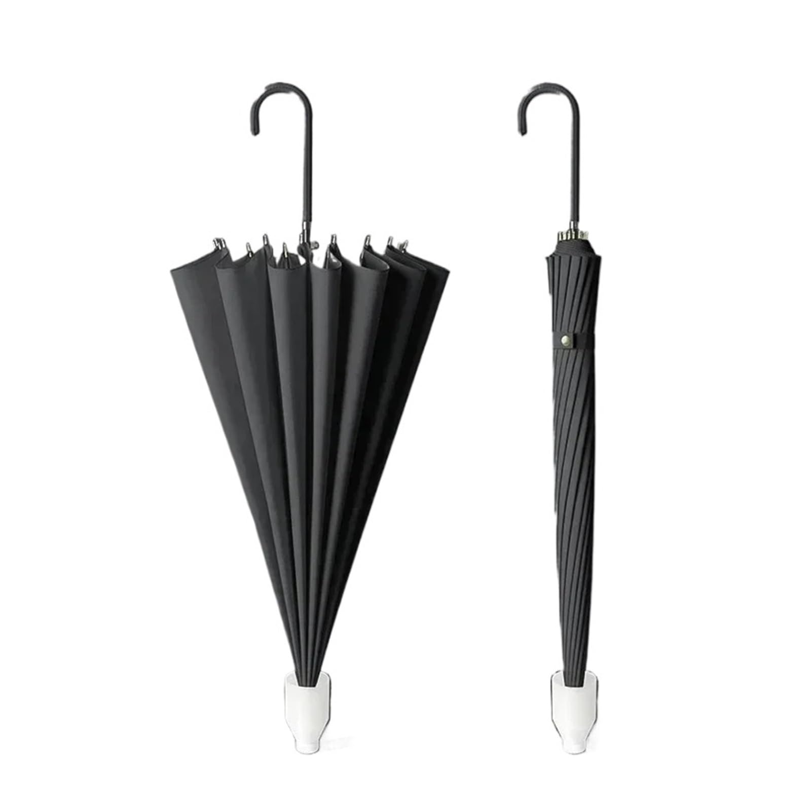 Genérico Paraguas Semiautomático De Mango Largo Grande De 16 Varillas, Toldo Impermeable Con Cubierta Protectora For Almacenamiento De Coche