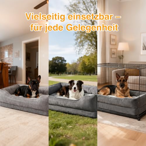 Zedelmaier Orthopädisches Hundebett für mittelgroße & Grosse Hunde, kratzfestes Hundekorb, Dicker Hundekissen, Hundekörbchen waschbar, ergonomisches Hundesofa mit abnehmbarem Bezug, 76×56×24 cm