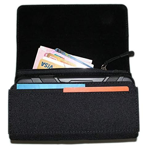aubaddy Nylon Horizontal Cell Phone Zipper Wallet Holster for Samsung Note 20 Ultra Note 20 Galaxy S22 Ultra S21 Ultra S22+ S21+ S20+ S21 FE S20 FE A53 A51 A71 A90 (Fits Thin Case) Black Cover