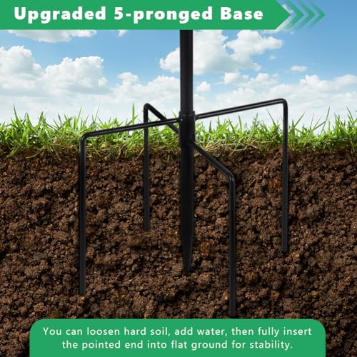 VEWOGARDEN 38\" Tall Metal Bird Bath for Outside, Outdoor Bird Bath Feeder with Stable Stake for Garden, Yard, Patio Decor, Blue-Green - Thumbnail 6