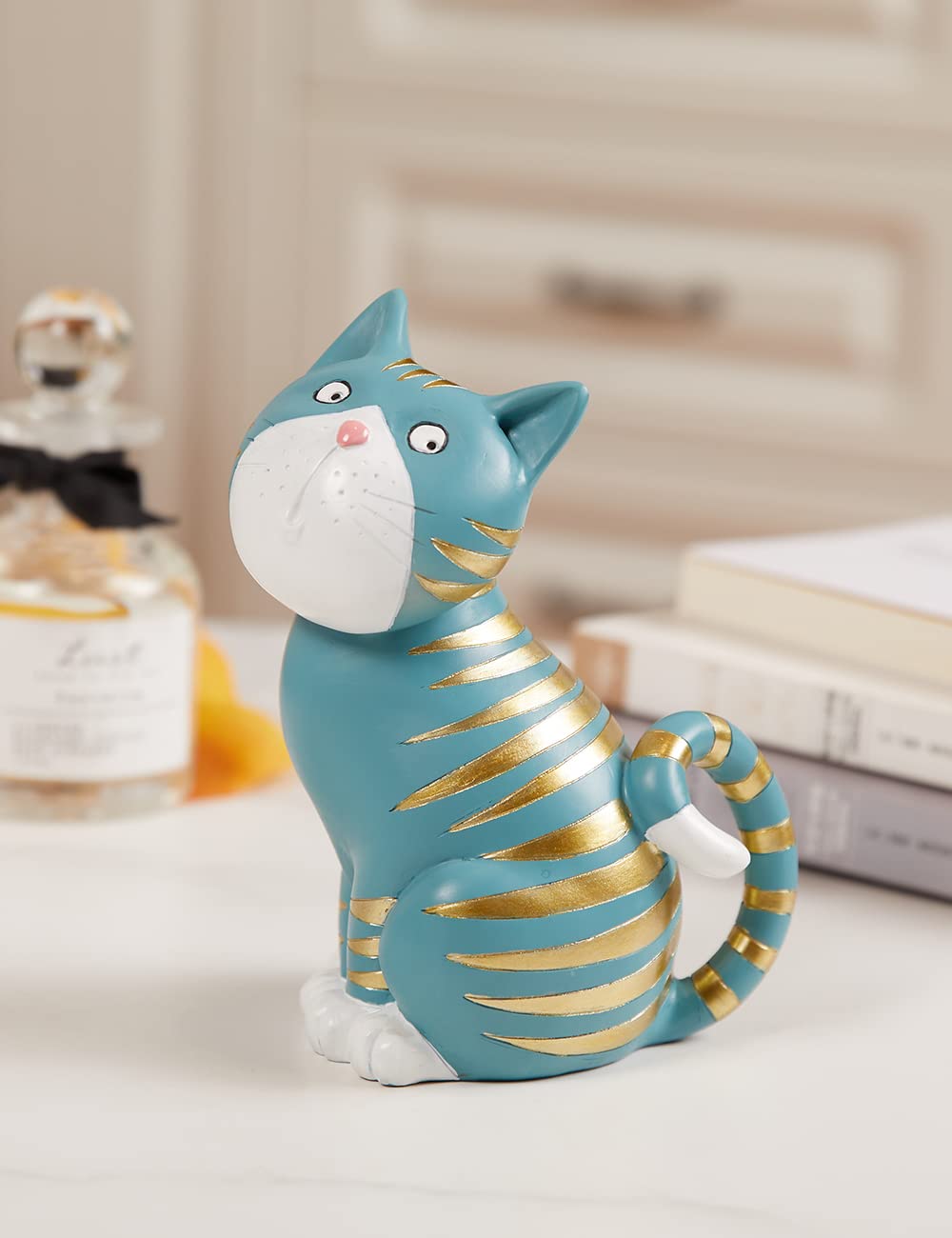 SEINHIJO Figurine Chat Sculpture Animal Moderne Décor Intérieure Arts 17cm