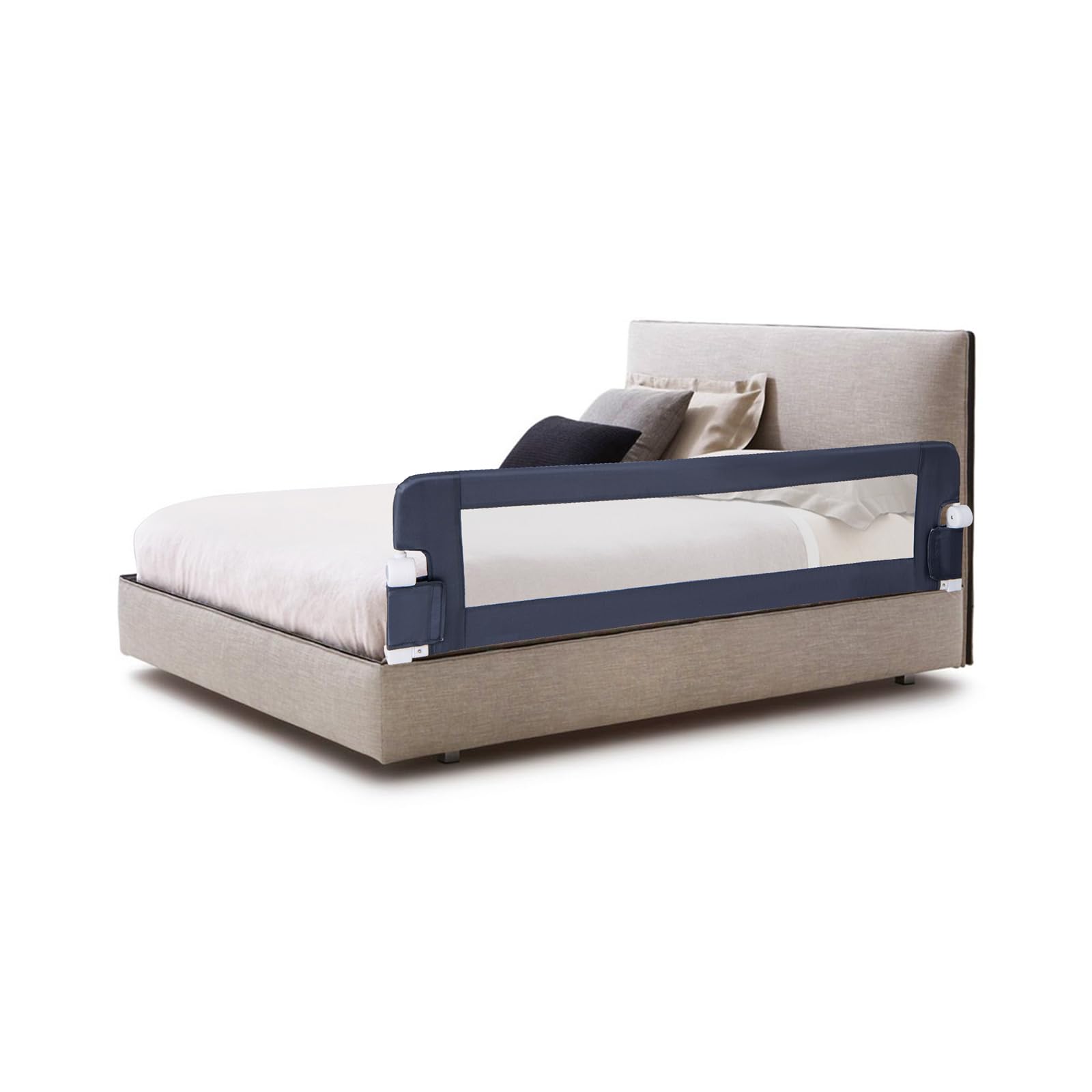 RELAX4LIFE Sponda Letto per Bambini 105/120/150cm, Barriera di Sicurezza, Traspirante e Pieghevole, Sbarra Letto per Letti Singoli e Matrimoniali (152x34x42cm, Grigio)