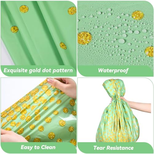 VitalCozy 3 Pcs Round Dot Tablecloth 84 Inch Plastic, Sage Green,Gold by VitalCozy - Used condition - Image 2