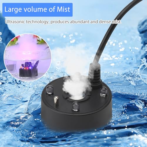 Aquarium Nebelmaschine, Ultraschall Nebler Vernebler USB LED Farbwechsel Nebelgerät mit Wassermangelschutz für Brunnen Teich Aquarium Einfach zu Bedienen 5 V