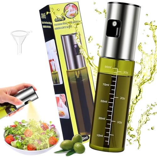 BlynthaToy Pulverizador Aceite Para Aceite Comestible - Aceitera Spray Pulverizador, ProteccióN Uv Verde, Botella Pulverizadora De Aceite, Atomizador De Aceite De Cristal, Con Embudos
