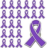 25/50/100/200 pieces purple awareness ribbon pin lapel for Alzheimer's disease against domestic violence disease awareness purple ribbon enamel lapel pin badge bulk (25)