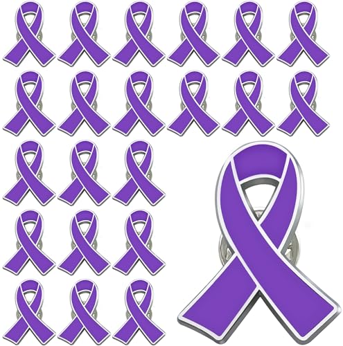 25/50/100/200 pieces purple awareness ribbon pin lapel for Alzheimer's disease against domestic violence disease awareness purple ribbon enamel lapel pin badge bulk