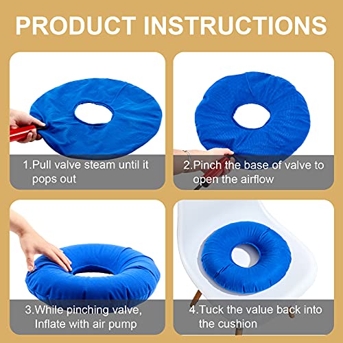 Zonon 2 Pieces Inflatable Donut Cushion Inflatable Ring Cushion Seat 15 Inch Round Inflatable Cushion Portable Donut Cushion Pillow For Home Office Chair Wheelchair Car, 2 Colors (Blue, Red) #TOP4