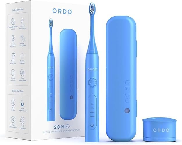ORDO Sonic+ Electric Toothbrush with Case, Sonic Toothbrushes for Adults, Charging Travel Case, 4 Brushing Modes, Fast Rechargeable Battery, Silicone Polishing, USB Charger, Arctic Blue - Arctic Blue