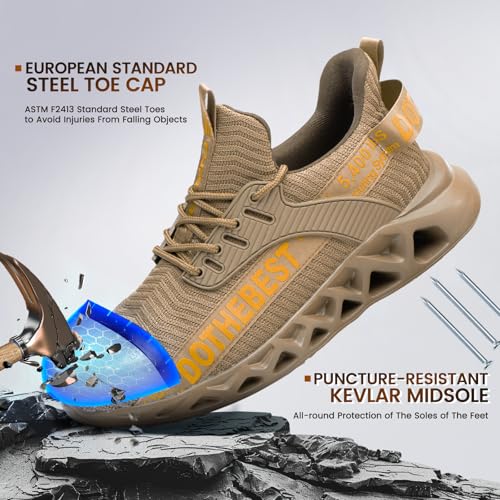Image of Furuian Steel Toe Sneakers for Men Women Lightweight Safety Shoes Comfortable Puncture Proof Slip On Indestructible Work Shoes