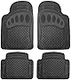 Automotive Floor Mats Black Universal Fit Trimmable Climaproof for All Weather Protection Heavy Duty Rubber fits Most Cars, SUVs, and Trucks, with Footprint Design, Full Set FH Group F11310BLACK
