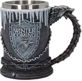 Personalise Engraved Style Mug Horn Games Beers of Mug Thrones&comma;Stainless Steel Resin 3D Coffee Beer Mug Drinkware Cup &lpar;2&period;Winter Is Coming Handle Cup&rpar;
