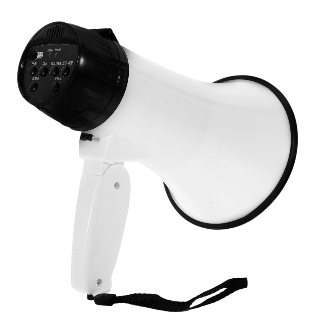 Megáfono Portátil Blanco con Micrófono de Grabación y Amplificador de Sonido Diseño Plegable y Alarma para Guías Turísticos y