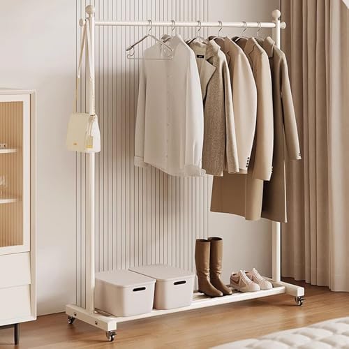 Portant à vêtements sur roulettes en aluminium avec étagères de rangement - 5