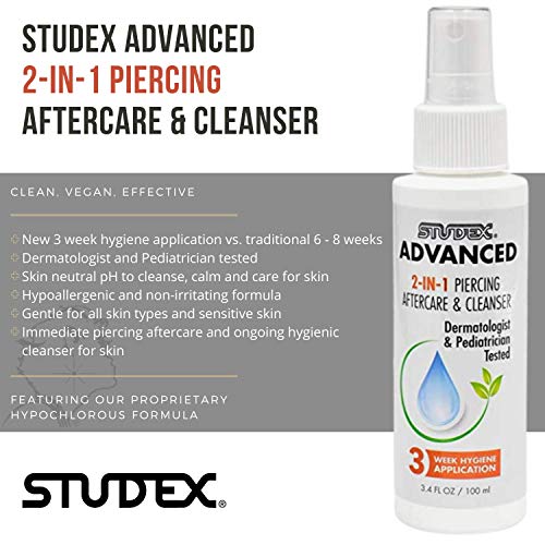 Studex Advanced Piercing Aftercare & Cleanser 3.4oz Hypochlorous Acid