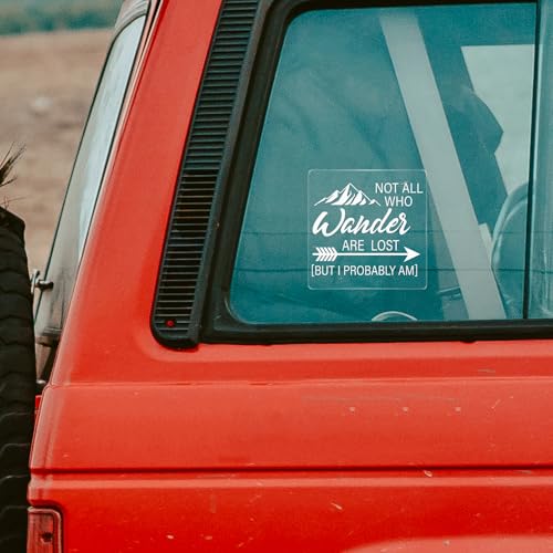 Image of 5 Pack Not All Who Wanders are Lost But I Probably Am Sticker 6x6 Inches Mountain Sign Self Adhesive Vinyl Waterproof Decal for Car RV Window Door Trunk