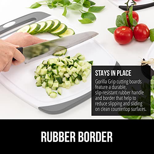 image for GORILLA GRIP 100% BPA-Free Reversible Kitchen Cutting Board Set of 3, 