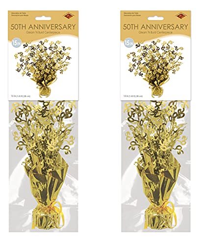 Beistle S54280-GDAZ2 Gleam 'N Burst Centerpiece, Cardboard, Gold, 15" - Image 2
