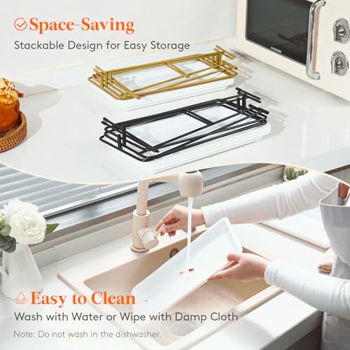 Lifewit 3-Tier 35.5x16.5cm Plastic Serving Platter, Reusable Tray with Collapsible & Stable Metal Stand – Ideal for Lightweight Food Display at Party, Afternoon Tea Cake, Fruit, Cookies, Dessert - Image 8