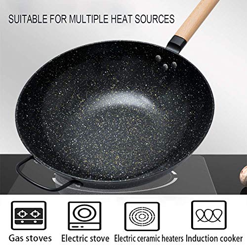 Wok induction 32cm pour éviter les brûlures avec manche isolant épais