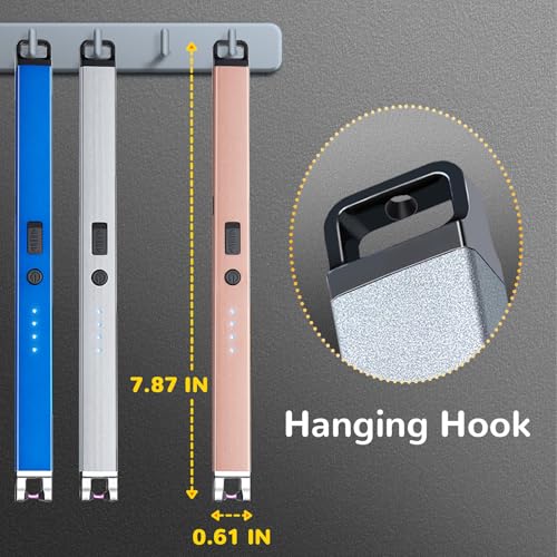 Image of 4 Pack Electric Candle Lighter USB Rechargeable Lighters Windproof Plasma Arc Lighters Flameless Lighter Type C Long Lighter with Safety Switch for Candle BBQ Camping Birthday Fireworks