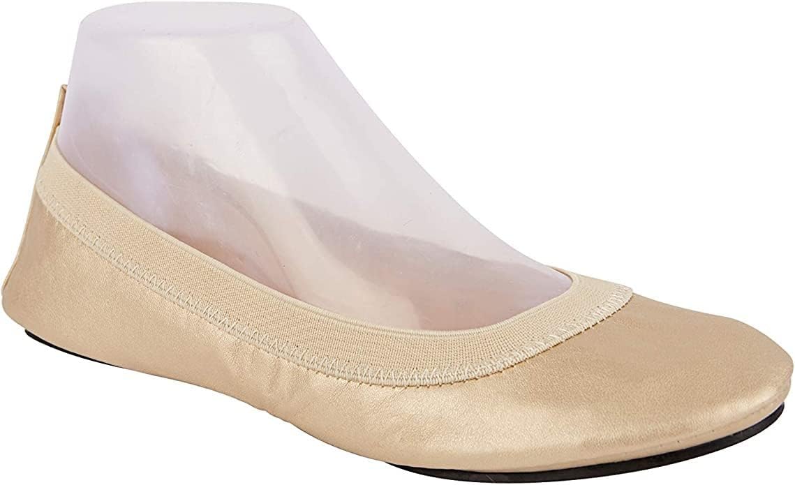 Foldable Ballet Flats,Portable Shoes,Roll Up Ballet Flats,Travel Shoes with Purse & Carry Bag with a Solid Sole,Colours Black,Silver,Nude,Golden Pearl and Leopard