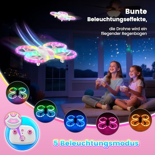 Mini-Drohne-fuer-kinder-5-LED-Lichteffekte-Geschenk-maedchen-Spielzeug-Maedchen-Junge-Geschenkideen-RC-Flugzeug-Drone-Anfaenger-Hoehe-halten-360Flips-3-Speed-Modus-Indoor-Outdoor - Sparfuchs24.io - Preisvergleich & Top Angebote Online