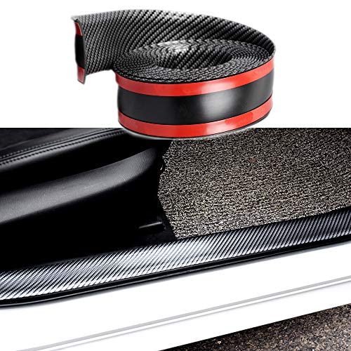Goodream Car Door Sill Protector Entry Guard Carbon Fiber Rubber Scratch-Resistant Strip Bumper Protector Accessories for SUV/Cars,Arbitrary Cutting (width5CM long2.5M)