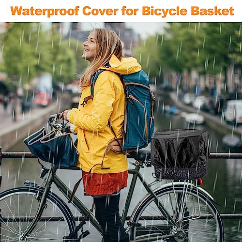 Fahrradkorb Regenschutz fahrradkorb, 2-Pack Fahrrad Korbabdeckung Regenschutz mit Fahrradbezug schwarz wasserdicht überzug für fahrradkorb (Korbdeckung+Sitzbezug)