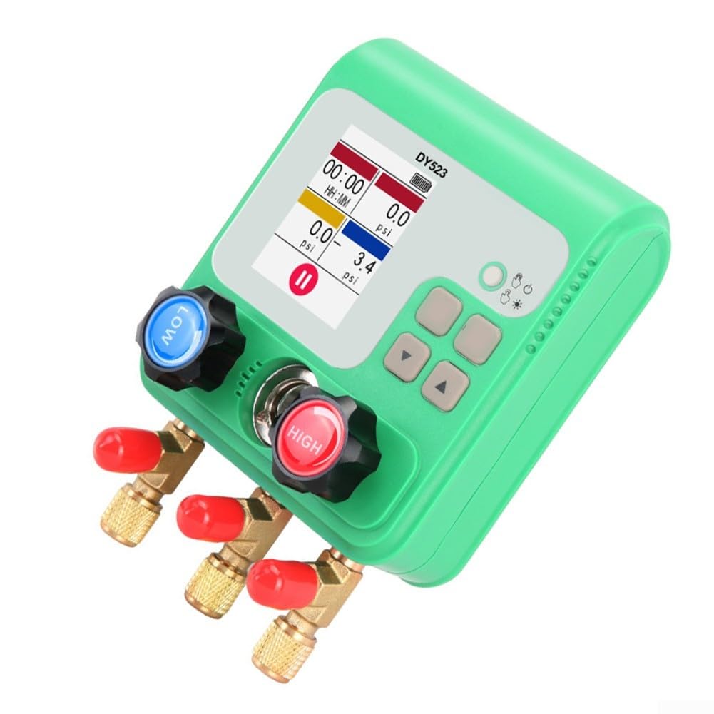 Manómetro digital de presión de vacío para HVAC R12 R22 R134A interfaz de metal con gancho plegable, herramienta de diagnóstico de CA precisa para reparación de automóviles y hogares