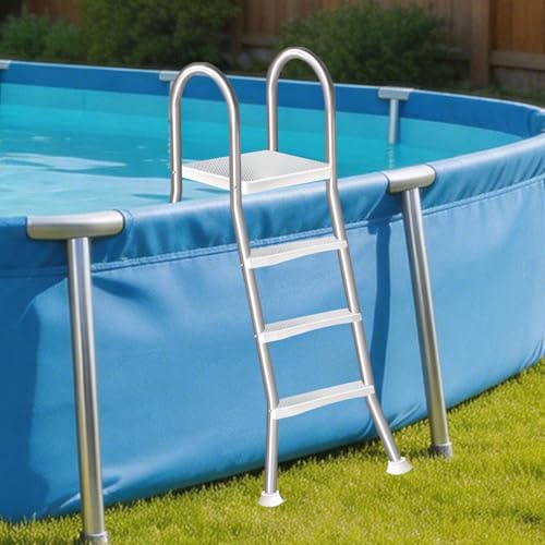 Escalera de piscina A 4 pasos acero inoxidable 43 pulgadas miniatura 1