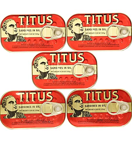 Titus Sardines 5 Pack (Regular) - Wild Caught, High Protein Snack for Athletes and Health Conscience on the Go