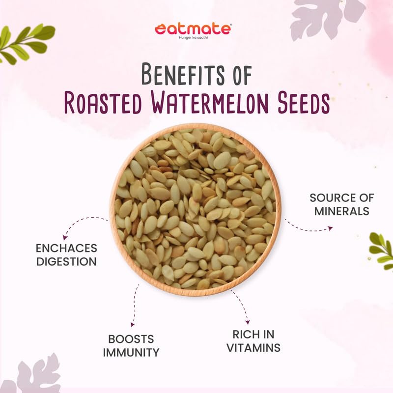 Image of Eatmate Roasted & Salted Watermelon Seeds 1Kg | High Protein Magaj & Tarbuj Beej | Magnesium, Iron & Potassium Rich Healthy Snack | Natural Vegetarian Seeds for Eating, Baking & Cooking (1 Kg)