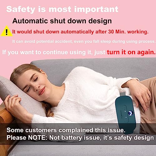 Image of Portable Cordless Heating Pad, Electric Waist Belt Device,Fast Heating Pad with 3 Heat Levels and 3 Vibration Massage Modes, Back or Belly Heating Pad for Women and Girl(Dark Blue Green)