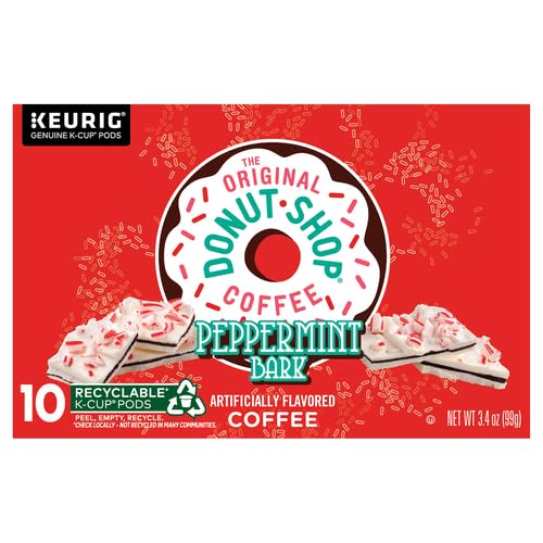 The Original Donut Shop Peppermint Bark Keurig Cápsulas K-Cup de una sola porción, café tostado ligero (1 caja de 10 cápsulas)