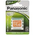 Panasonic Ready to Use Batterie Ricaricabili Ministilo AAA, 750 mAh, Blister 4, Argento