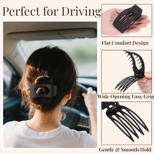 Image of 8 Pack Neutral Matte Flat Hair Clips for Women - Large No-Slip Rectangle Claw Clips Thick & Thin Hair, Strong Hold Square Hair Accessories
