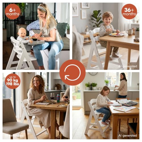 Image of hauck Alpha+ Grow Along Booster High Chair with Tray Table, White /Grey