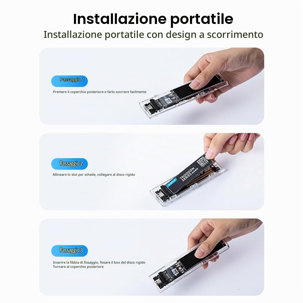 SABRENT Case SSD, da SSD interno M.2 a SATA III da 2,5, Custodia per SSD interno, Adattatore SABRENT Case SSD, da SSD interno M.2 a SATA III da 2,5, Custodia per SSD interno, Adattatore