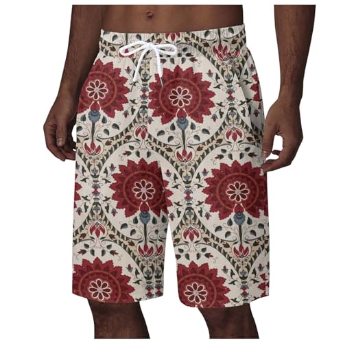Genérico Pantalones Cortos Casual Hombre Estilo Africano Dashiki Impreso Vacaciones Hawaii Playa Pantalones Cortos Hombre, blanco, L