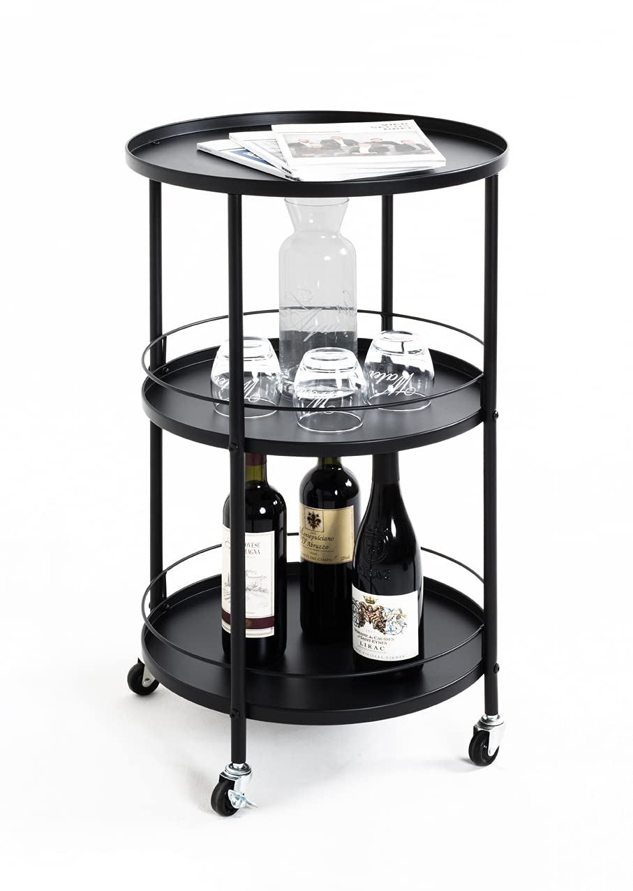 HAKU desserte Noir, métal - Dim.: H 75 cm x Ø 45 cm, Style: Modern
