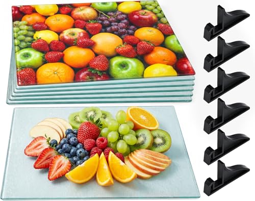 6 piezas tabla de cortar de vidrio templado rectangular miniatura 1
