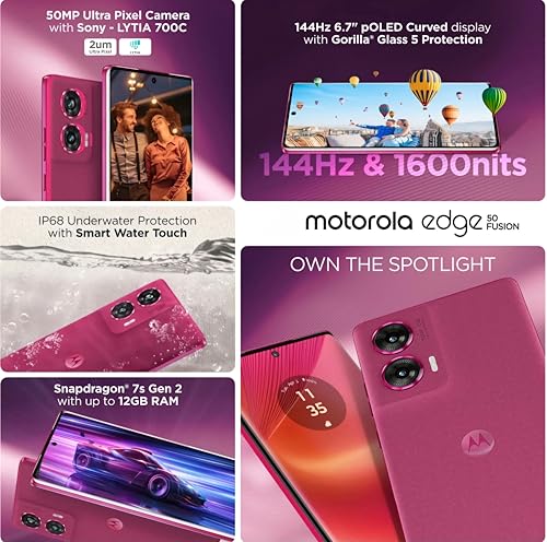Moto Edge 50 Fusion 5G (Hot Pink, 12GB RAM, 256GB Storage) |Snapdragon 7s Gen 2 & Upto 24 GB RAM | 50MP+13MP |32MP Front Camera | Full HD+ pOLED... - Image 5