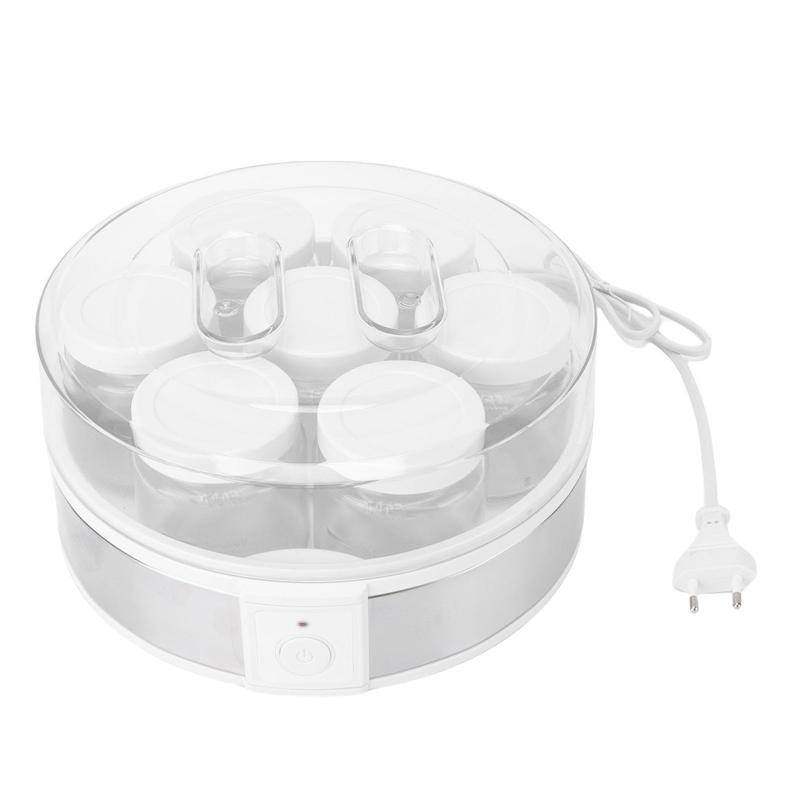 GOWENIC Yogurtiera Elettrica, Macchina per Yogurt Fatta in Casa da 20 W con 7 Tazze di Vetro, Yogurtiera Greca Portatile Multifunzionale per Marmellate, Budini, Gelato, Temperatura Costante