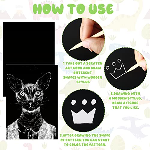 gersoniel scratch paper art set adults scratchboard craft kits 72 x 5 inch black scratch off paper scratchboard pad art supplies with wooden stylus for diy birthday party gift supplies60 pieces