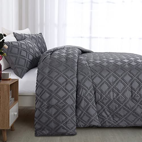 Hombys Oversized King Boho Comforter Set 120X120, Tufted Jacquard Geometry Bedding Comforter For King Bed, Shabby Chic Bed Sets With 2 Matching Pillow Cases #TOP2