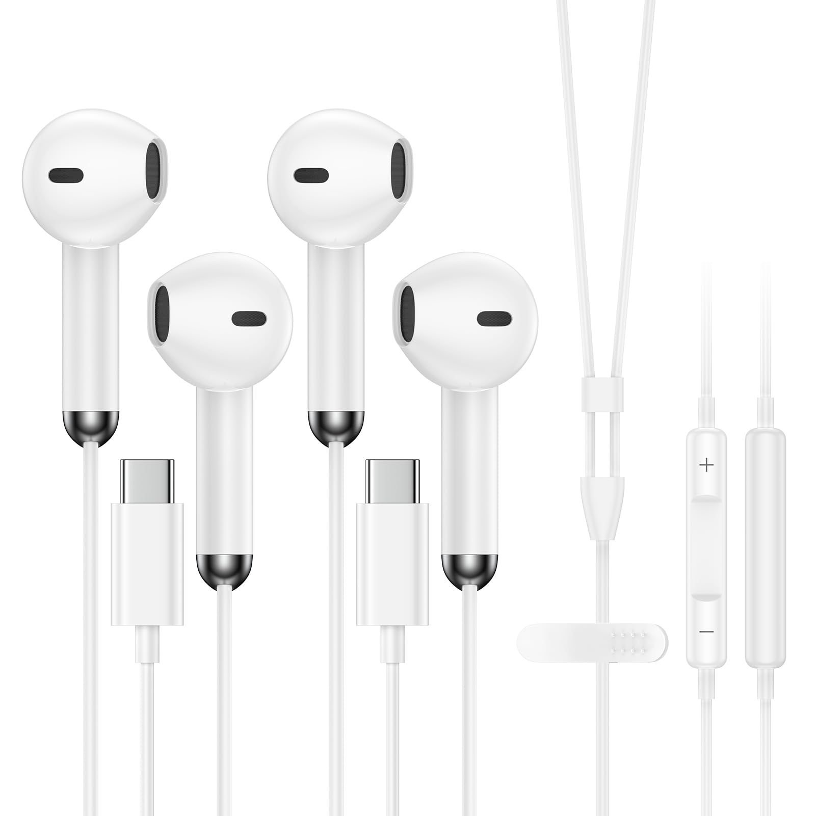 Type C Earbuds Wired for iPhone 17 Pro Max/17 Pro/Air/17/16e/16 Plus/16,USB C Noise Canceling Headphones HiFi Stereo Earphones in-Ear Headset with Mic&Volume Control for Samsung S25 Ultra,Pixel 10 Pro